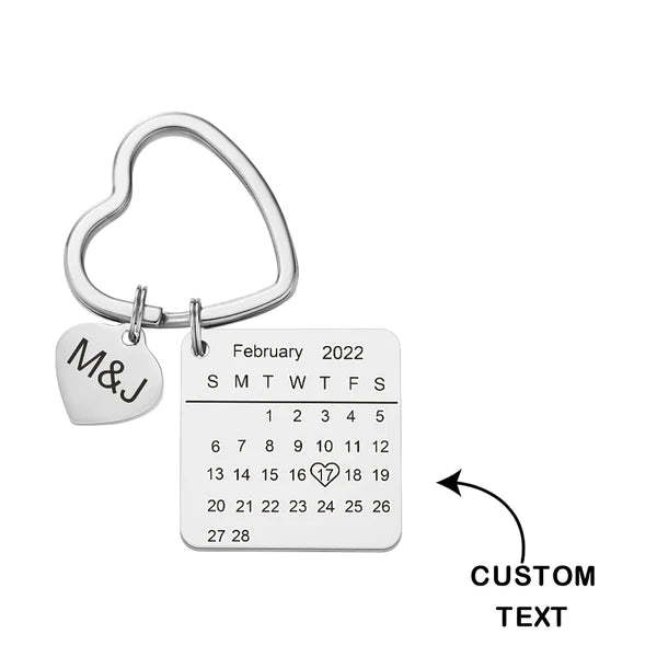 Customized Optional Photo Engraved Calendar Keychain Tag Keychain Perfect Gift For Special Day Best Gifts For Lovers - soufeelau