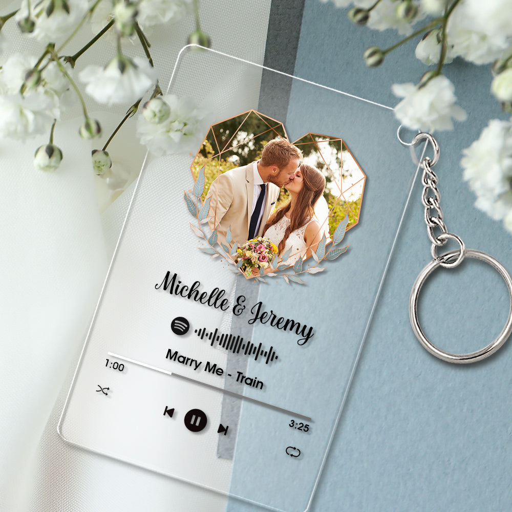 Custom Spotify Plaque Acrylic Music Keychain & Nightlight Heart-shaped Photo of Your Own Gift for Couple - soufeelau