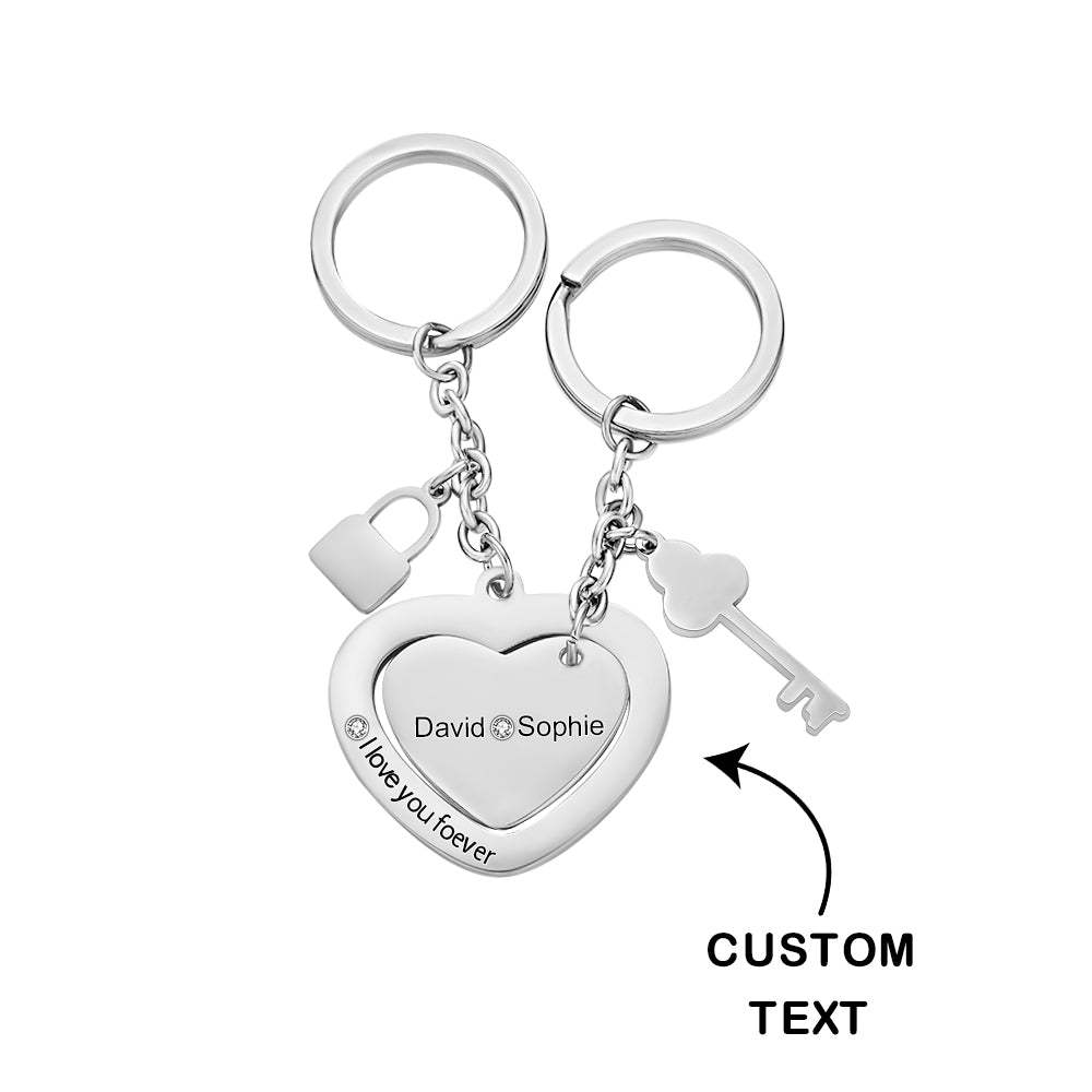 Custom Engraved Keychain Key to My Heart Keychain Gift for Couples - soufeelau