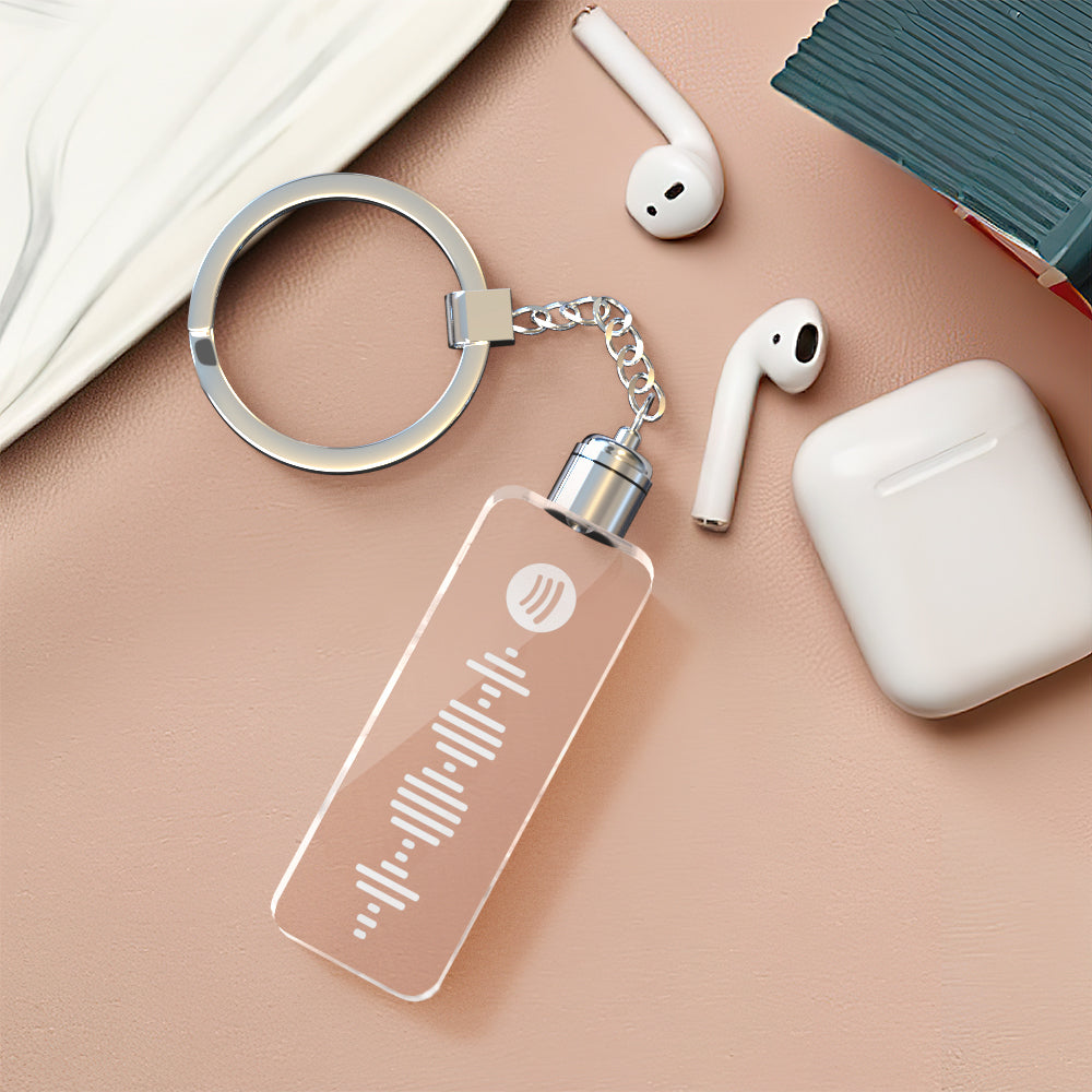 Custom Spotify Code Keychain Personalized Music Song Shiny Keychain Memorial Gifts - soufeelau