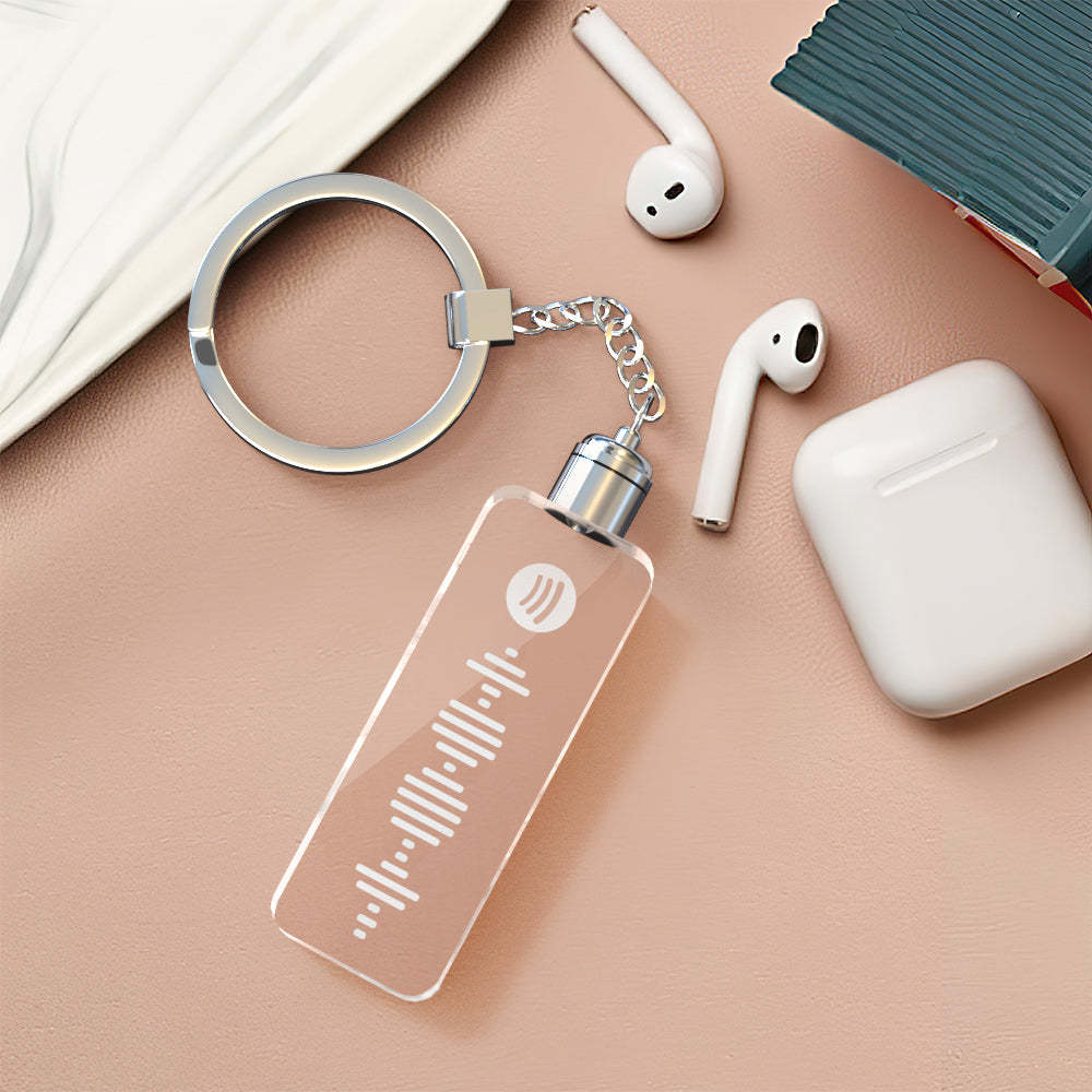 Custom Spotify Code Keychain Personalized Music Song Shiny Keychain Memorial Gifts - soufeelau
