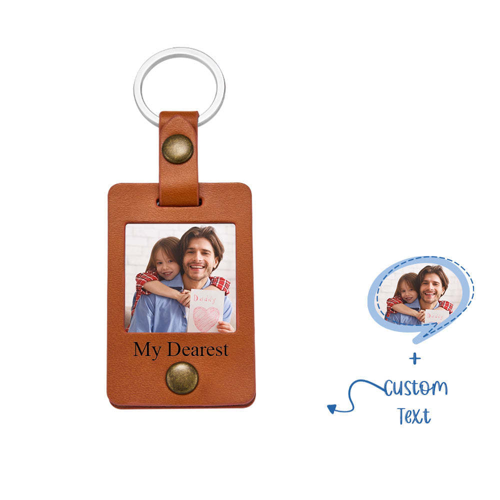 Custom Engraved Photo Leather Keychain Mini Photo Album Keychain Gift for Dad - soufeelau