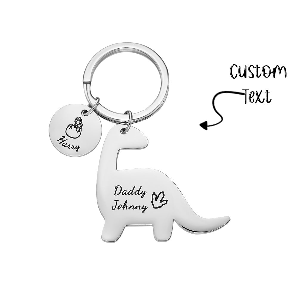 Custom Engraved Dinosaur Keychain Lovely Keyring Gift For Dad - soufeelau