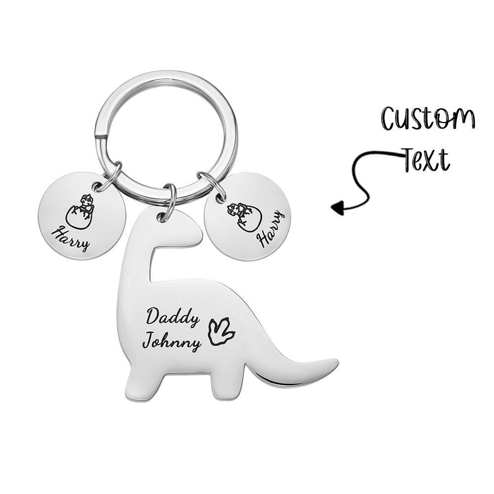 Custom Engraved Dinosaur Keychain Lovely Keyring Gift For Dad - soufeelau