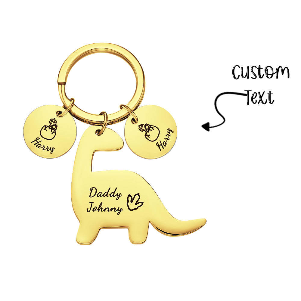 Custom Engraved Dinosaur Keychain Lovely Keyring Gift For Dad - soufeelau