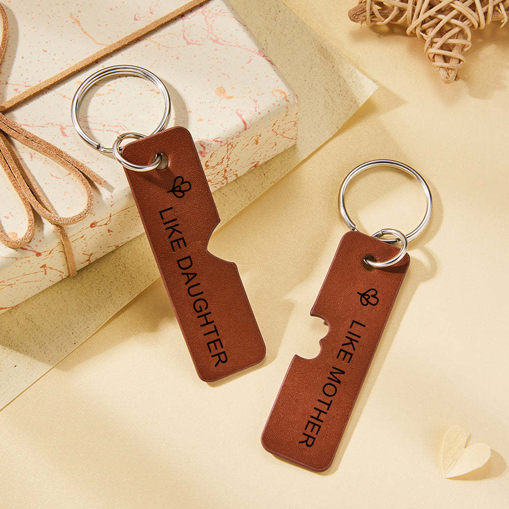 Custom Engraved Leather Keychains Bag Chain Gift for Mother's Day - soufeelau