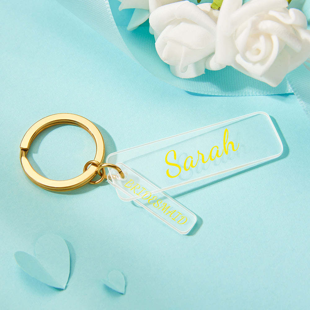 Custom Engraved Acrylic Keychains Bridesmaid Keychain Wedding Party Gift - soufeelau