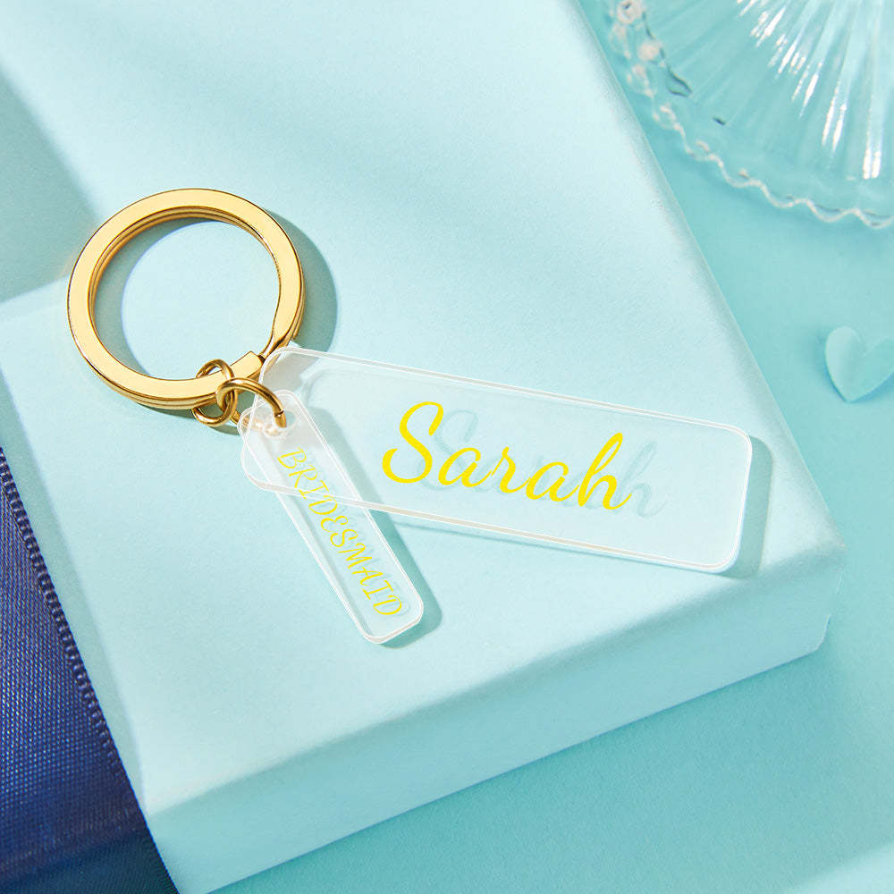 Custom Engraved Acrylic Keychains Bridesmaid Keychain Wedding Party Gift - soufeelau