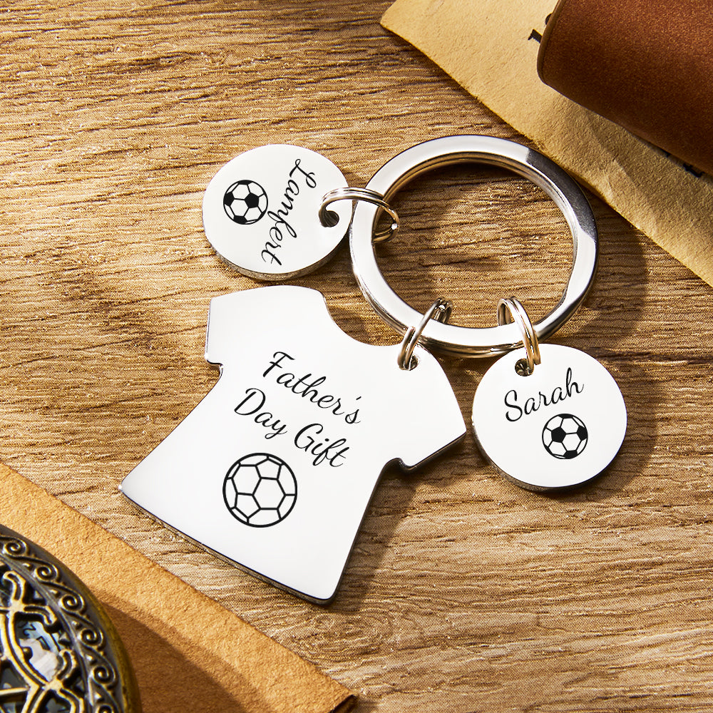 Custom Engraved Keychains Football Dad Keychain Daddy's Team Father's Day Gift - soufeelau