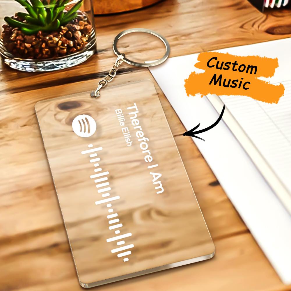 Scannable Spotify Code Keychain Custom Keychain Acrylic Memorial Day Gift - soufeelau