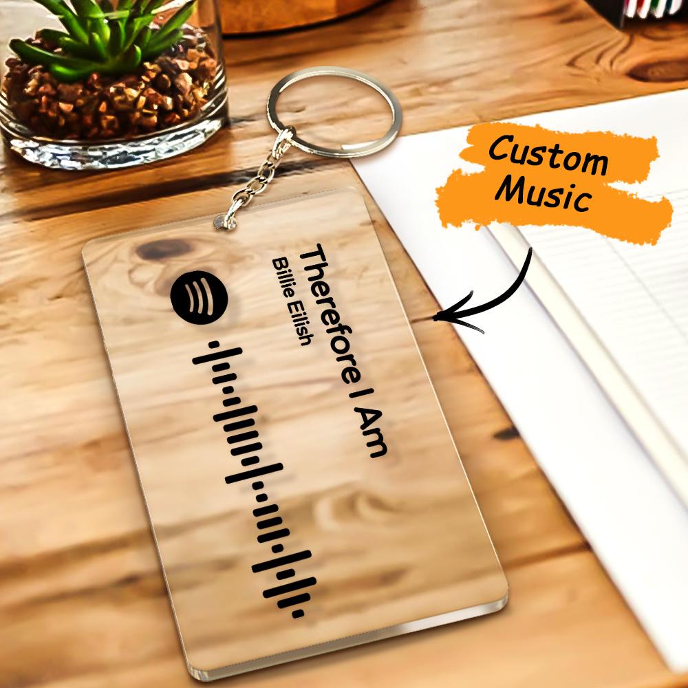 Scannable Spotify Code Keychain Custom Keychain Acrylic Memorial Day Gift - soufeelau