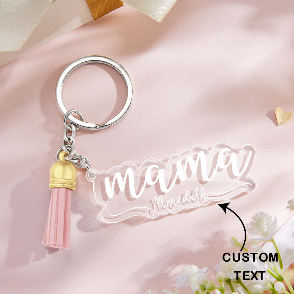 Custom Family Names Clear Acrylic Keychain Personalized Mama Key Ring Mother's Day Gifts - soufeelau