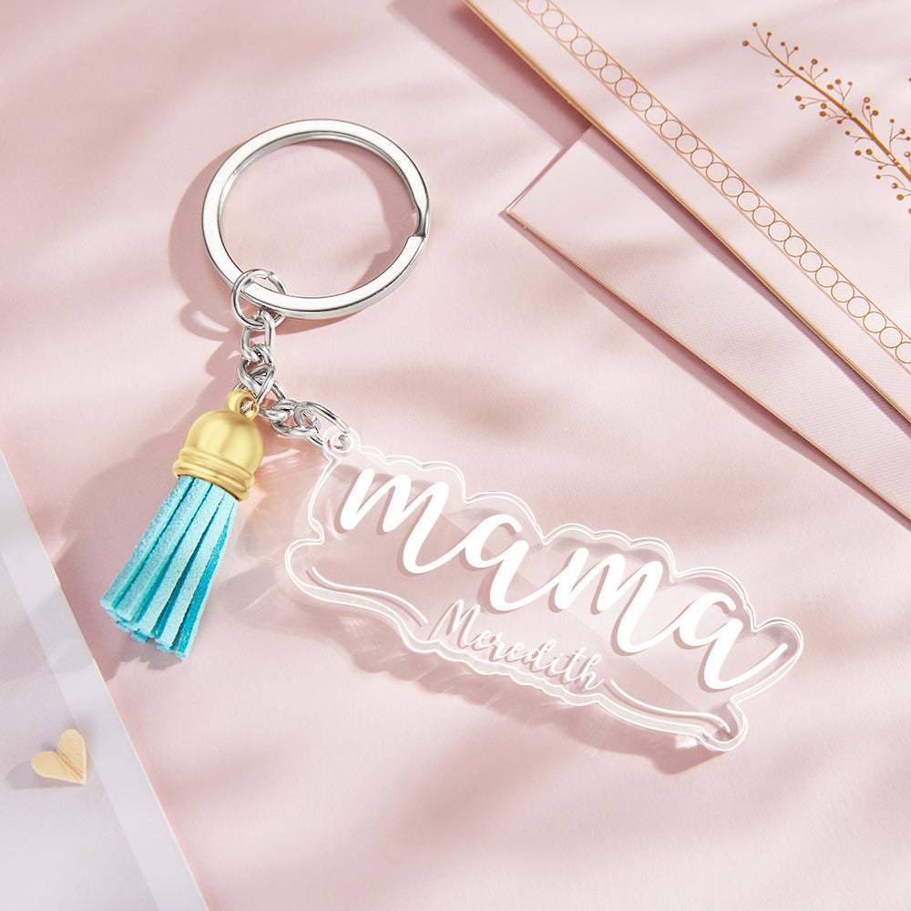 Custom Family Names Clear Acrylic Keychain Personalized Mama Key Ring Mother's Day Gifts - soufeelau