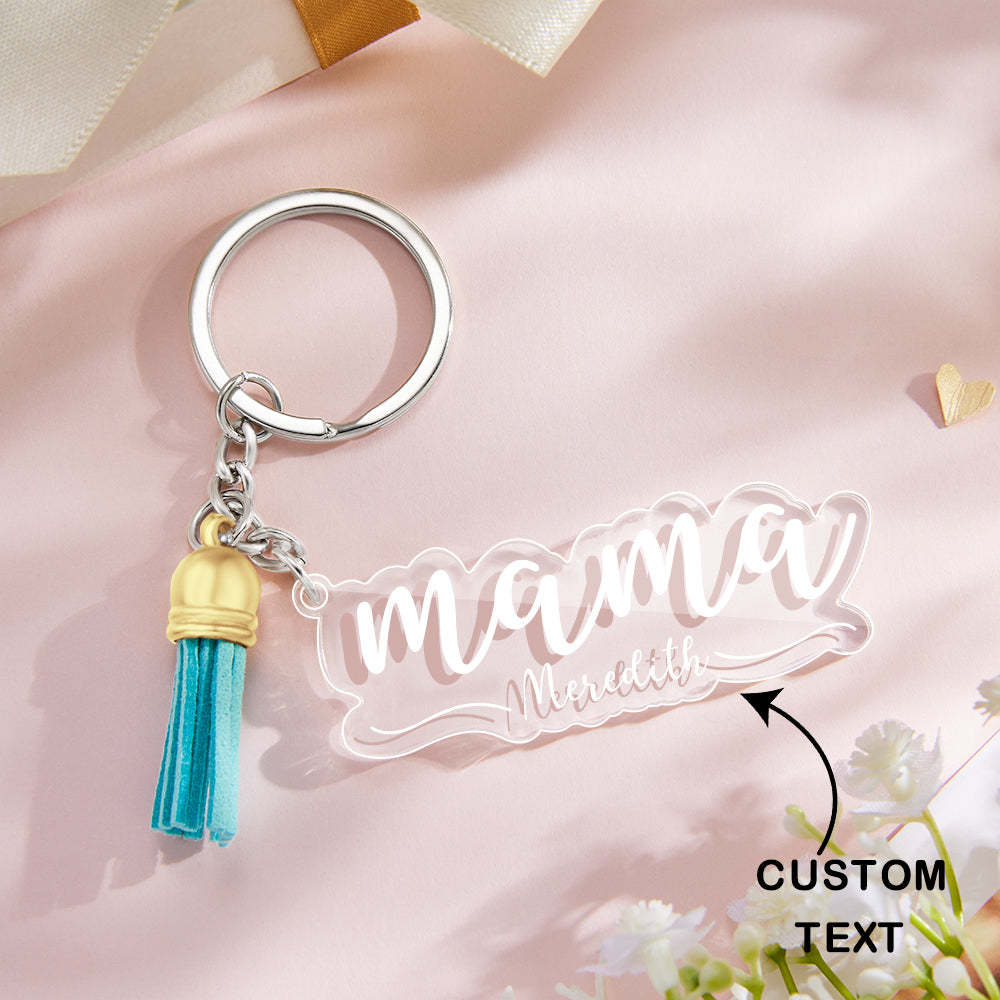 Custom Family Names Clear Acrylic Keychain Personalized Mama Key Ring Mother's Day Gifts - soufeelau