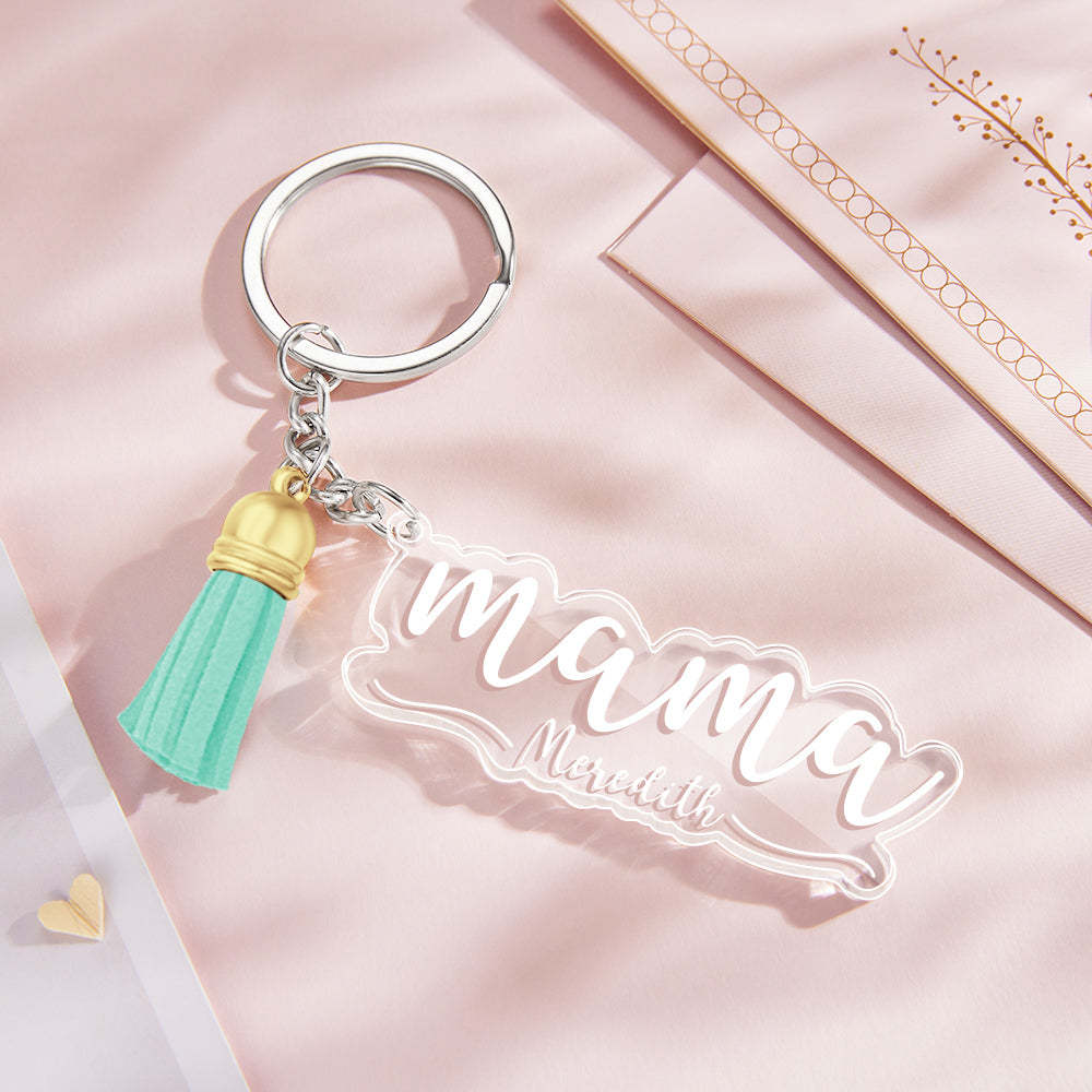 Custom Family Names Clear Acrylic Keychain Personalized Mama Key Ring Mother's Day Gifts - soufeelau