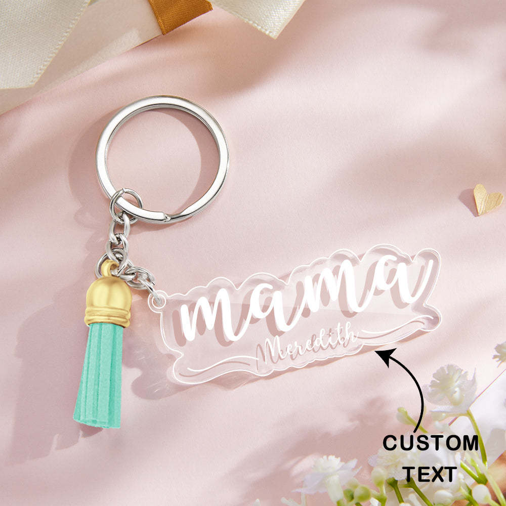 Custom Family Names Clear Acrylic Keychain Personalized Mama Key Ring Mother's Day Gifts - soufeelau