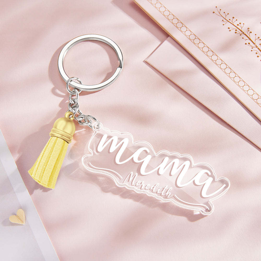Custom Family Names Clear Acrylic Keychain Personalized Mama Key Ring Mother's Day Gifts - soufeelau