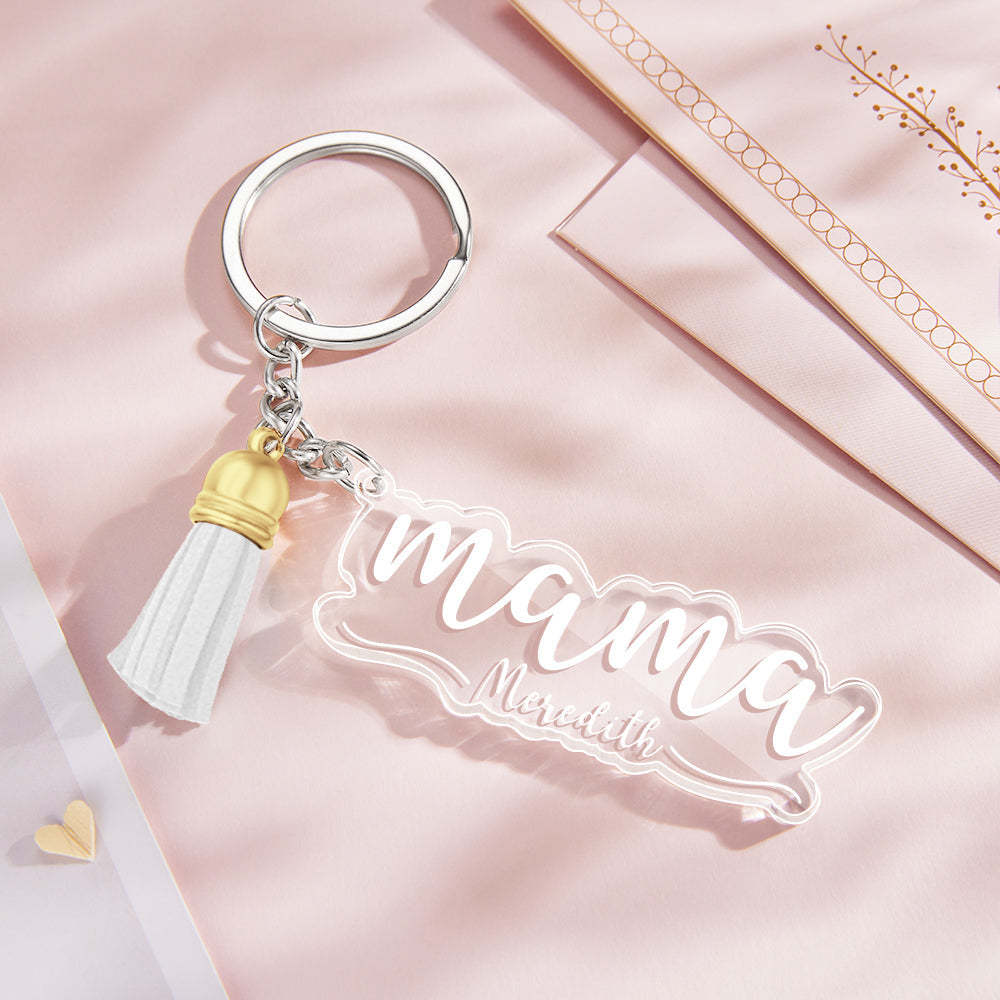 Custom Family Names Clear Acrylic Keychain Personalized Mama Key Ring Mother's Day Gifts - soufeelau