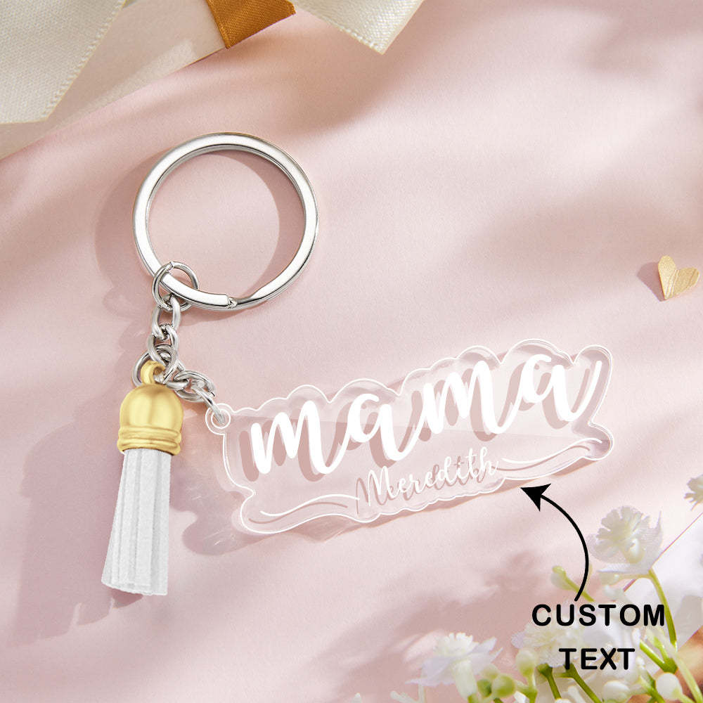 Custom Family Names Clear Acrylic Keychain Personalized Mama Key Ring Mother's Day Gifts - soufeelau