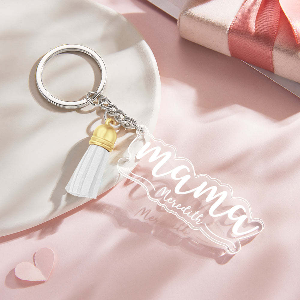 Custom Family Names Clear Acrylic Keychain Personalized Mama Key Ring Mother's Day Gifts - soufeelau