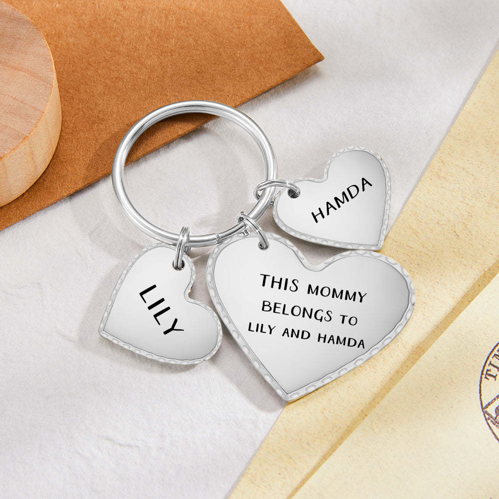 Custom Heart Photo Text Keychain with Small Heart Pendant Mother's Day Gifts - soufeelau