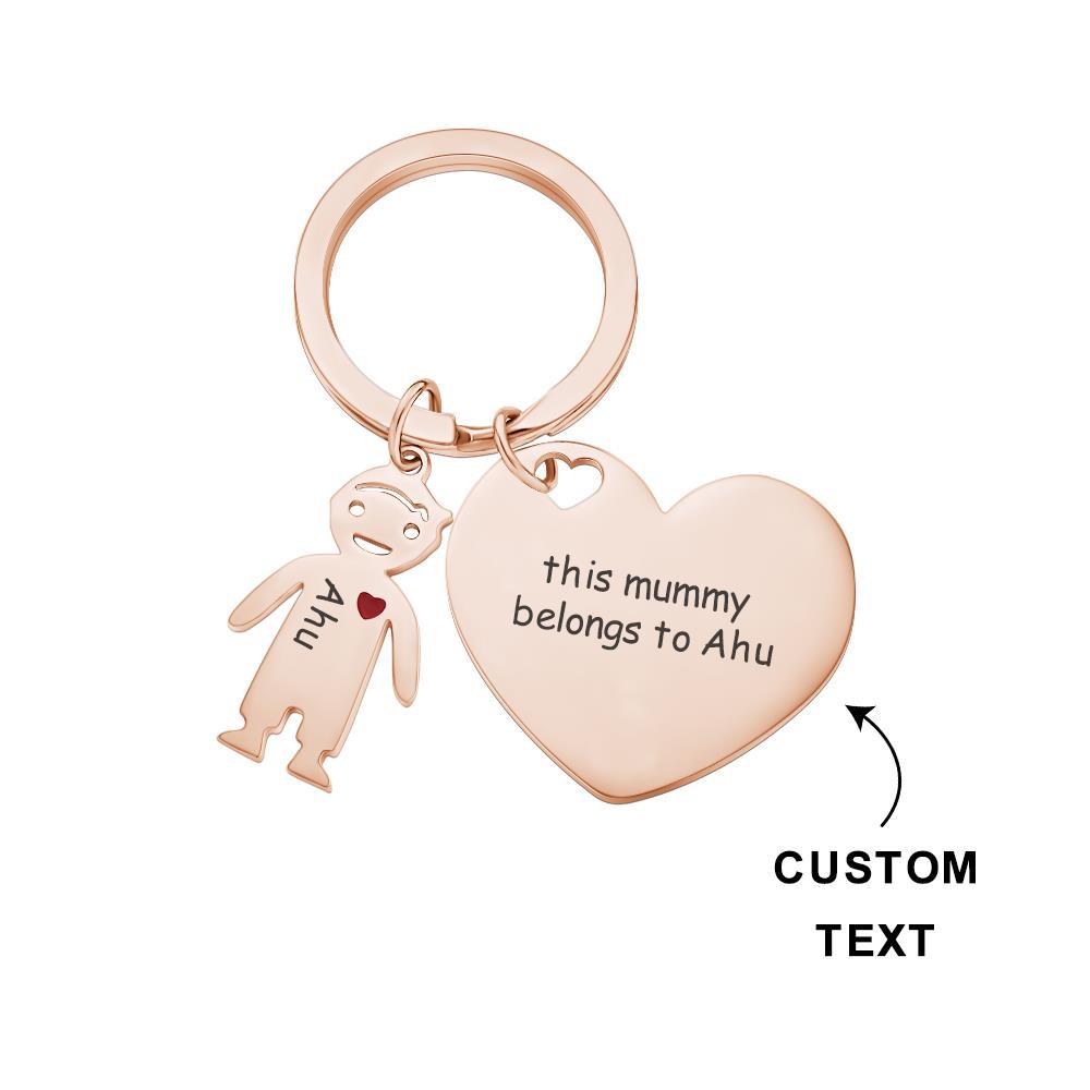 Custom Engraved Heart Keychain Boy Girl Keychain Mother's Day Gifts - soufeelau