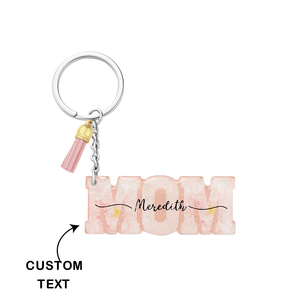 Custom Name Flower Acrylic Keychain Personalized Mama Key Ring Mother's Day Gifts - soufeelau