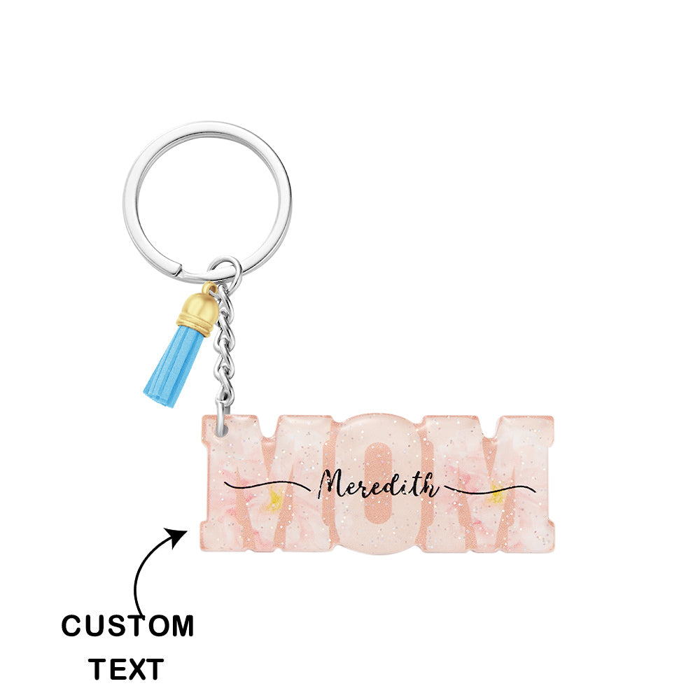 Custom Name Flower Acrylic Keychain Personalized Mama Key Ring Mother's Day Gifts - soufeelau