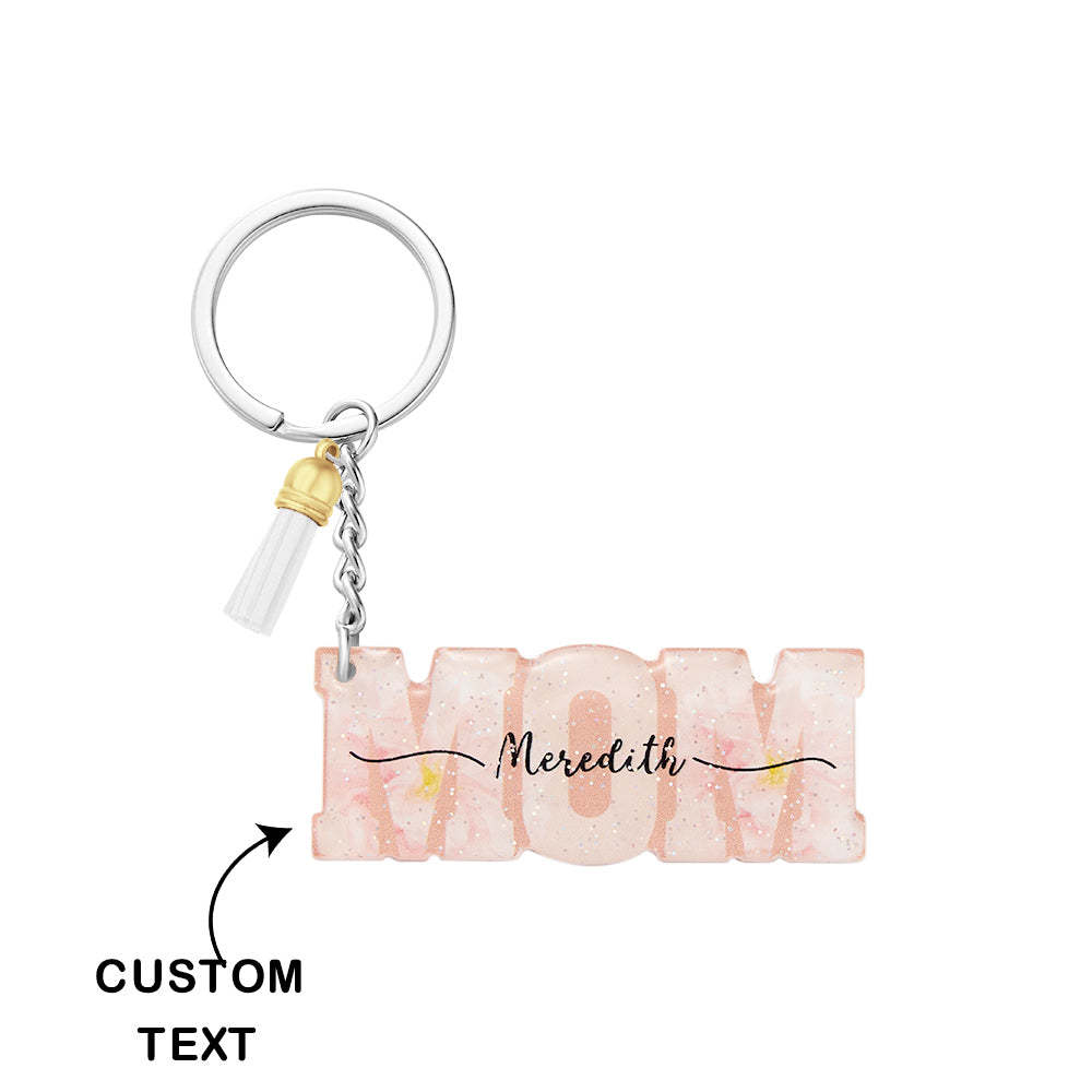Custom Name Flower Acrylic Keychain Personalized Mama Key Ring Mother's Day Gifts - soufeelau