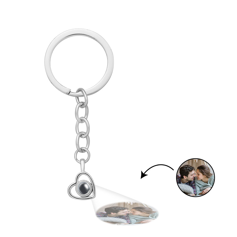 Custom Heart-shaped Hollow Photo Projection Keychain Couple Gifts - soufeelau