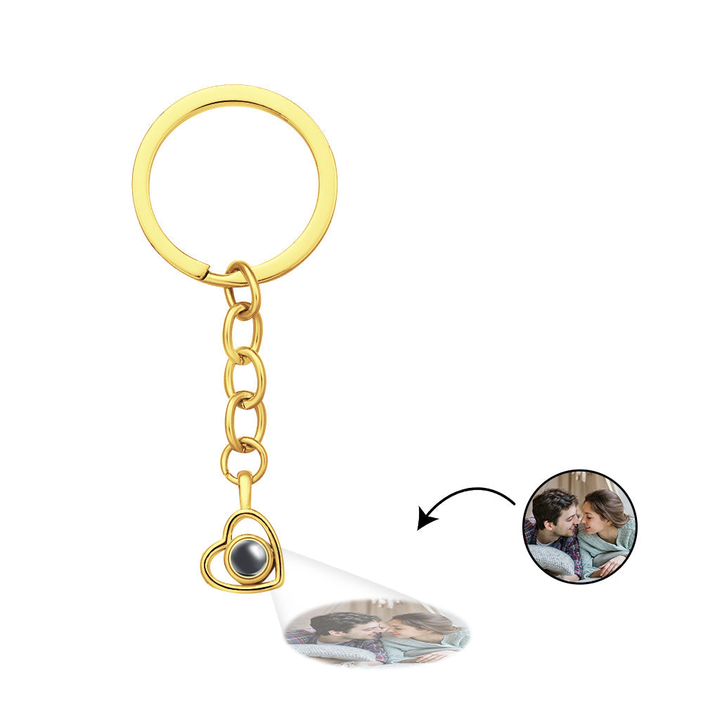 Custom Heart-shaped Hollow Photo Projection Keychain Couple Gifts - soufeelau