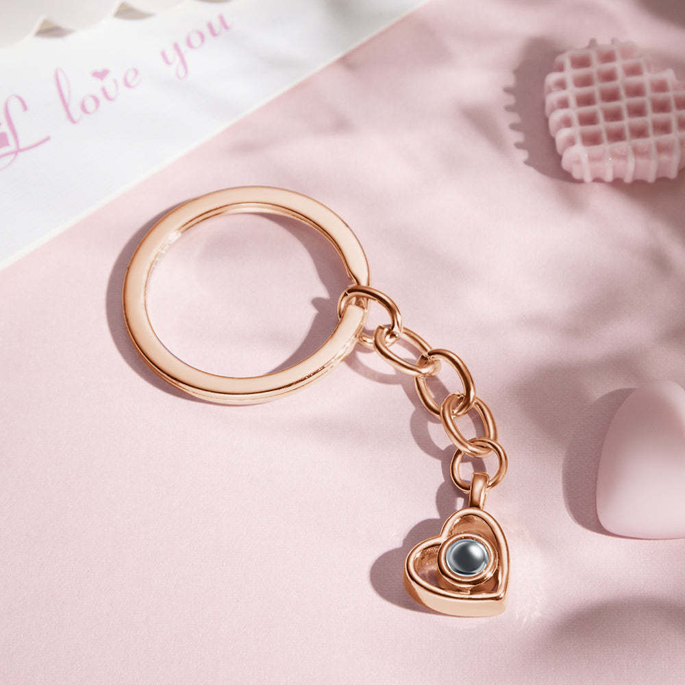 Custom Heart-shaped Hollow Photo Projection Keychain Couple Gifts - soufeelau