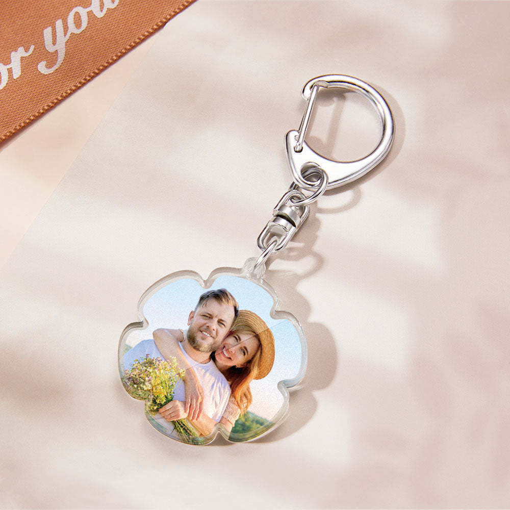 Custom Photo Flower-shaped Keychain Personalized Petal Acrylic Pendant Gifts for Girls - soufeelau