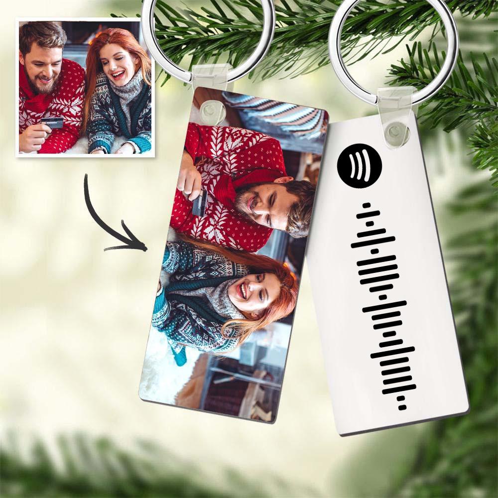 Photo Keychain With Spotify Code Keychain Gifts For Christmas Unique Design - soufeelau