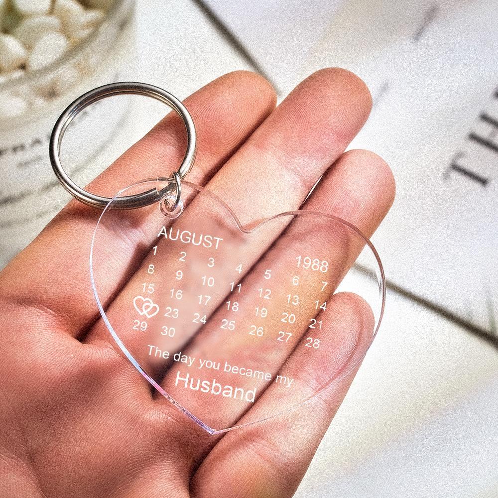 Personalised Calendar Keyring Keychain The Day You Became My Special One Gift Keepsake Engraved Keychain Gifts For Lover - soufeelau