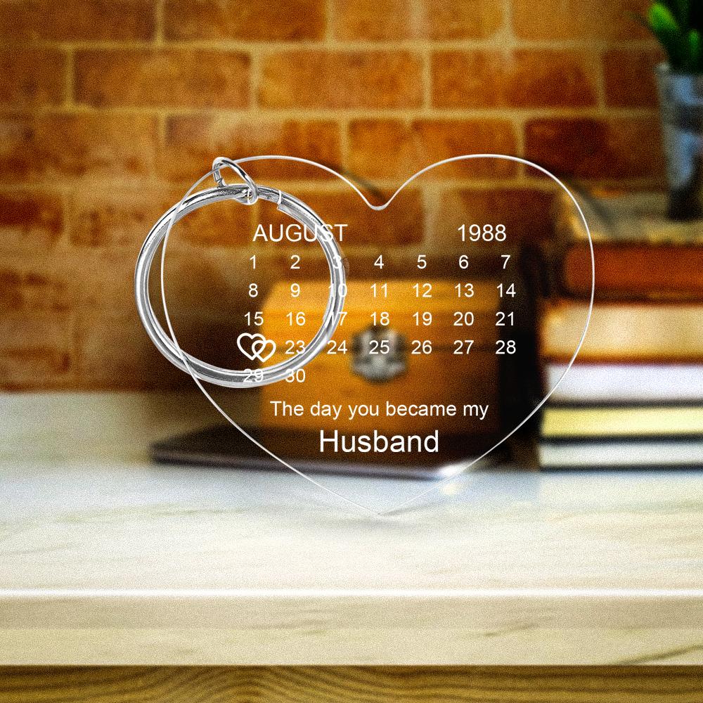 Personalised Calendar Keyring Keychain The Day You Became My Special One Gift Keepsake Engraved Keychain Gifts For Lover - soufeelau