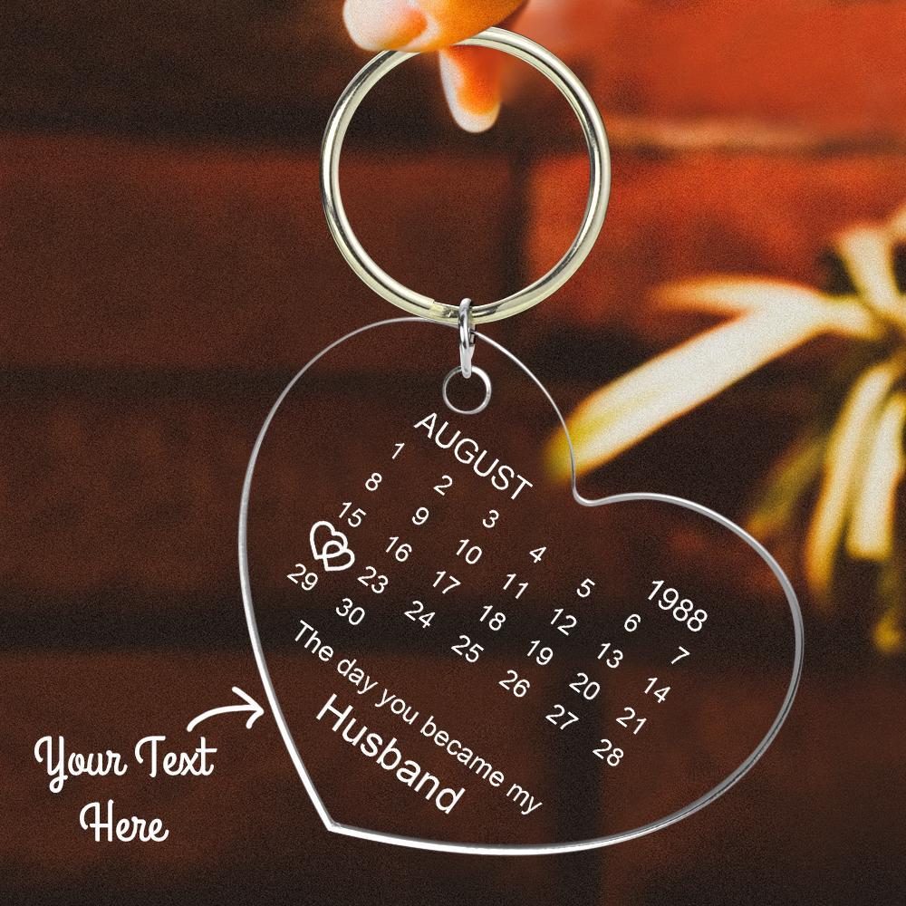 Personalised Calendar Keyring Keychain The Day You Became My Special One Gift Keepsake Engraved Keychain Gifts For Lover - soufeelau