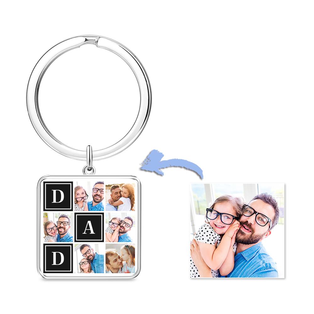 Custom Square Keychain Pass Image Father's Day Gift - soufeelau