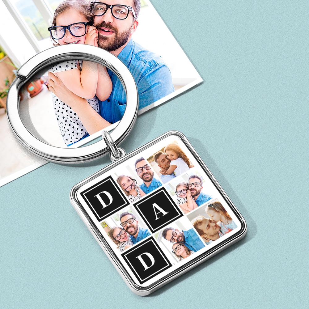 Custom Square Keychain Pass Image Father's Day Gift - soufeelau