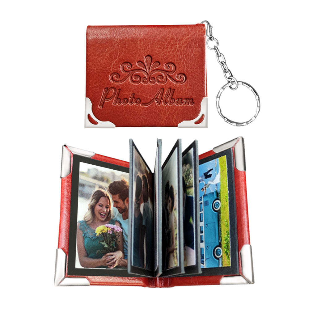Custom Photo Album Keychain Personalized Photo Leather Keychain Romantic Gift - soufeelau