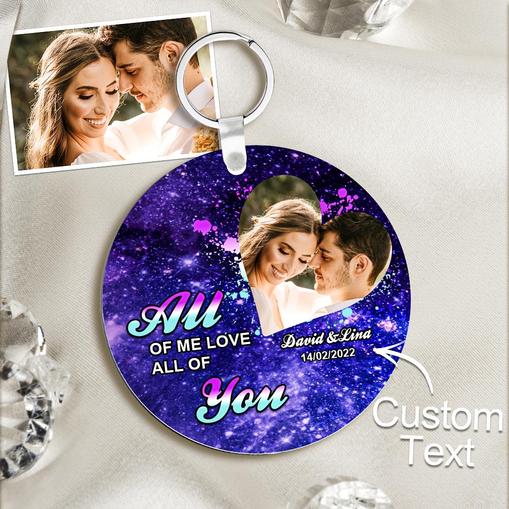Custom Photo Engraved Keychain Round For Couples On Valentines Day - soufeelau