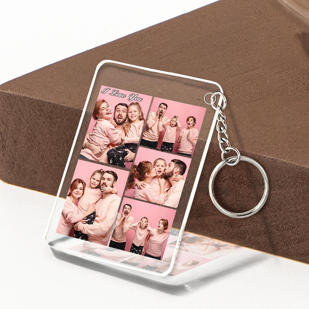 Custom Multi Photo Acrylic Keychain Personalized Collage Photo Key Ring - soufeelau
