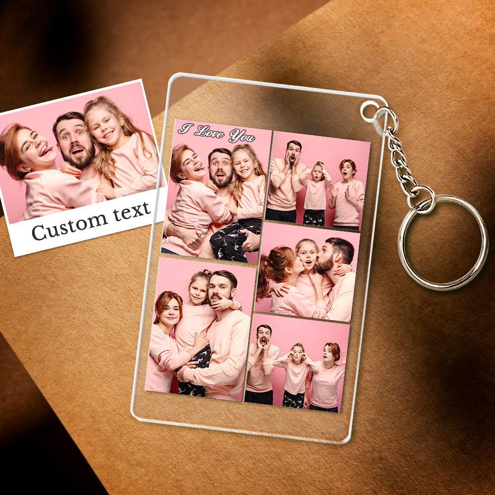 Custom Multi Photo Acrylic Keychain Personalized Collage Photo Key Ring for Lover - soufeelau