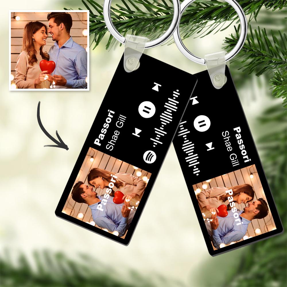 Custom Spotify Photo Keychain With Engraving Keychain Gifts For Couples On Valentine's Day - soufeelau