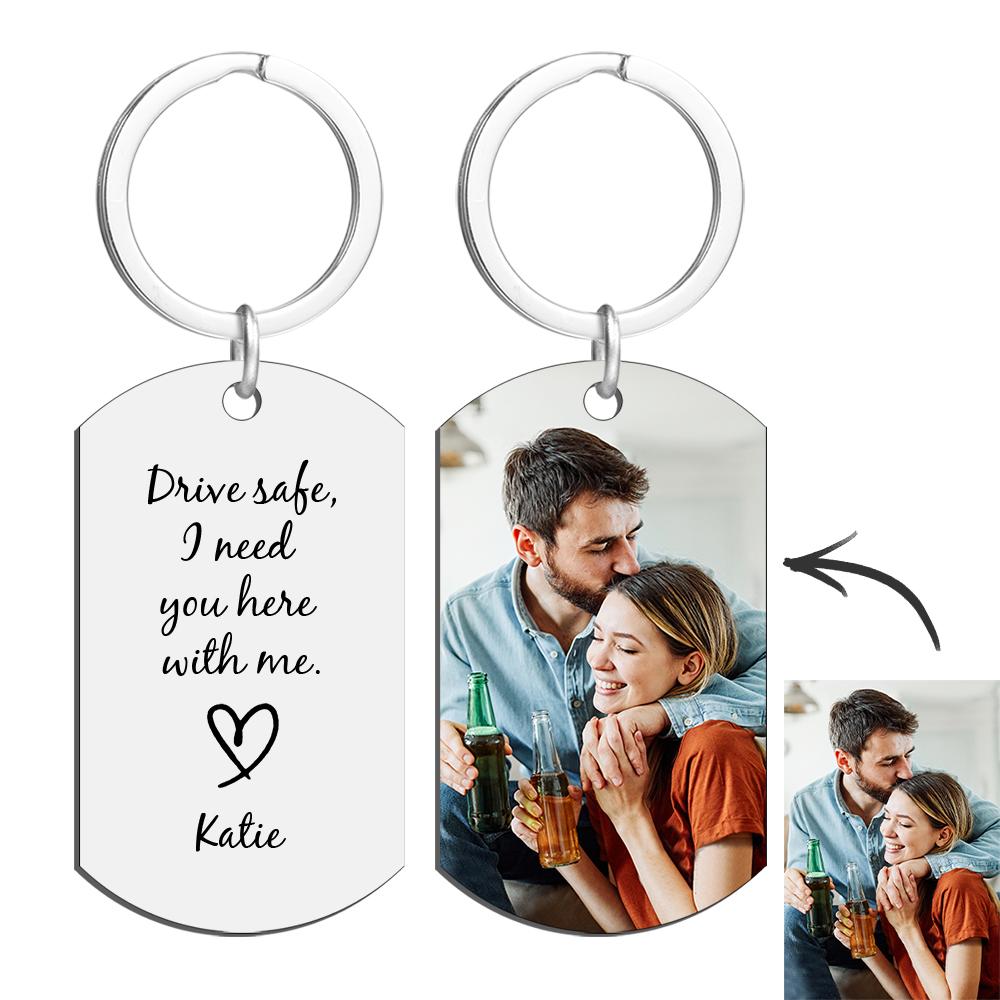 Custom Photo Key Chain Engraved Tag Keychain With Engraving Gifts - soufeelau