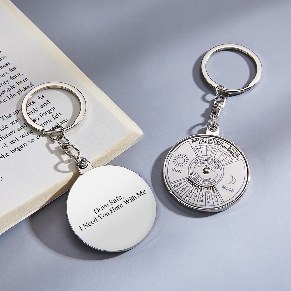 Custom Engraved Keychain Perpetual Calendar Decoration Pendant Keychain - soufeelau