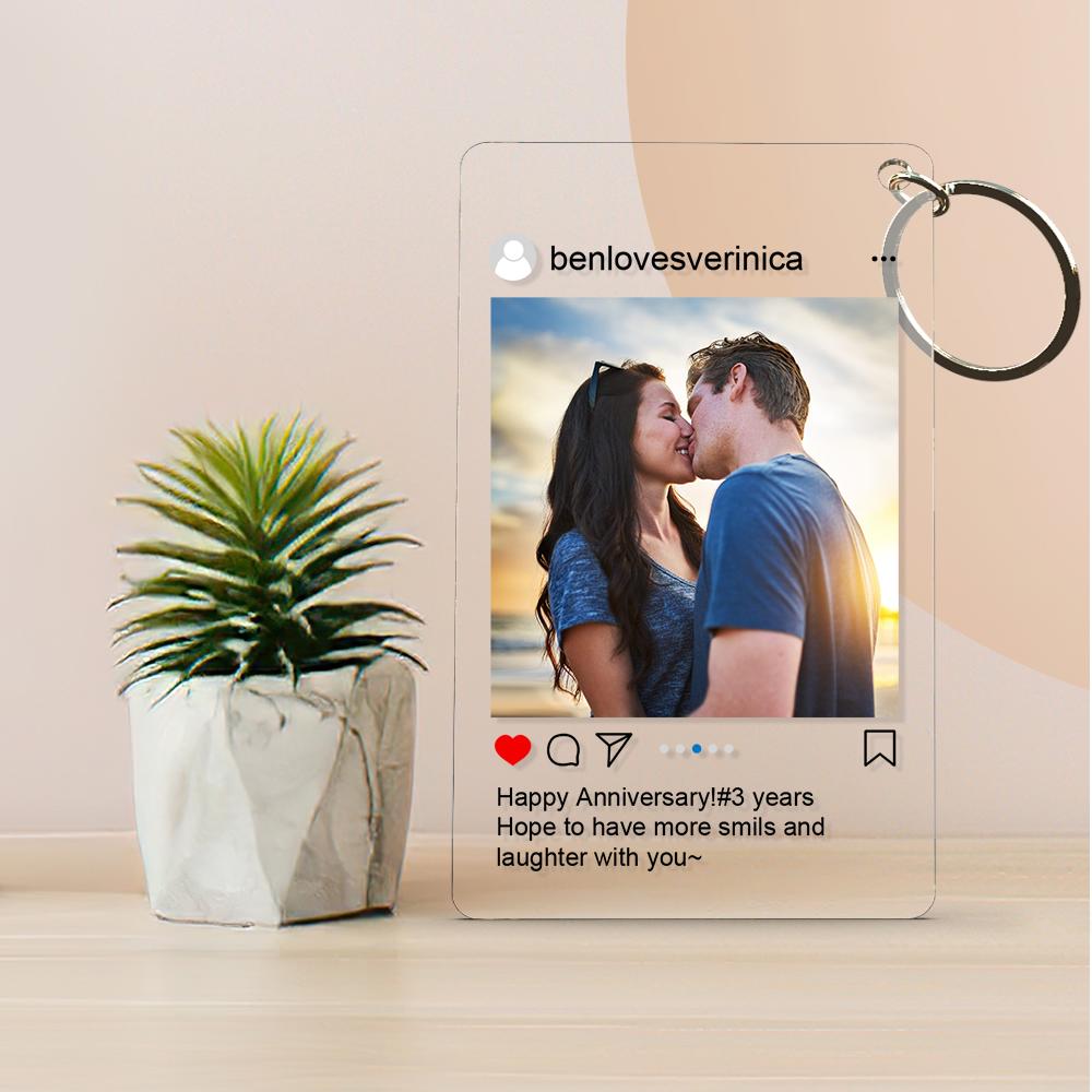 Customized Photo Keychain Personalized Instagram Photo Key Chain Gift for Couple - soufeelau