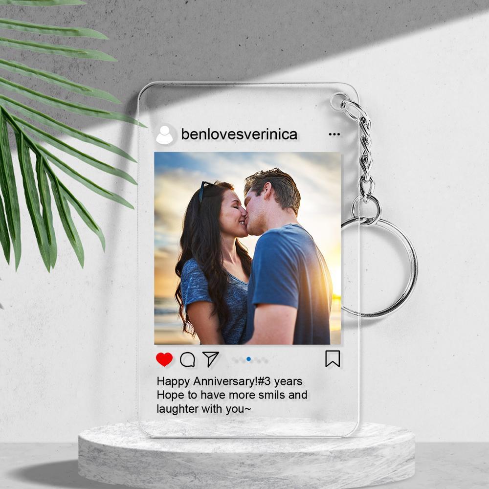 Customized Photo Keychain Personalized Instagram Photo Key Chain Gift for Couple - soufeelau