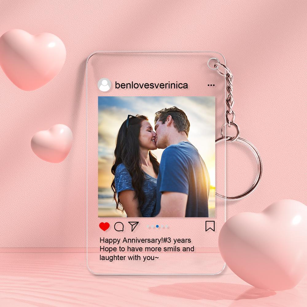 Customized Photo Keychain Personalized Instagram Photo Key Chain Gift for Couple - soufeelau