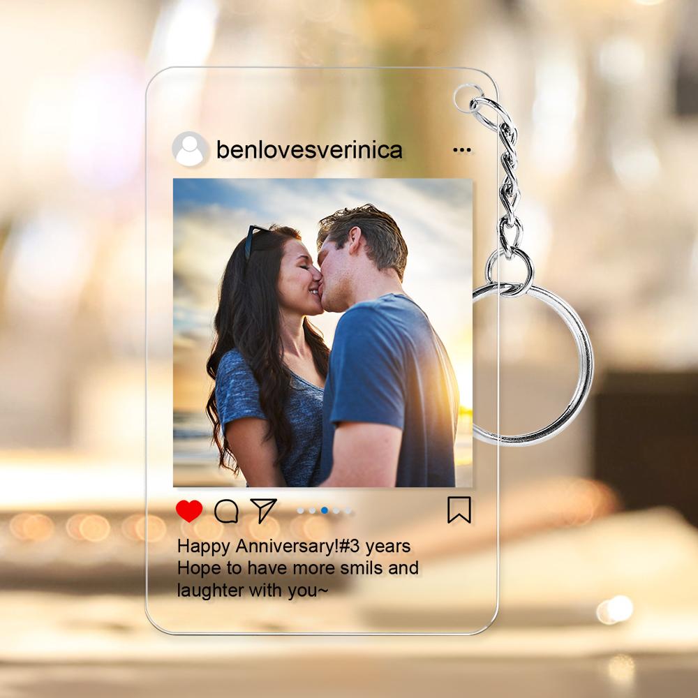 Customized Photo Keychain Personalized Instagram Photo Key Chain Gift for Couple - soufeelau